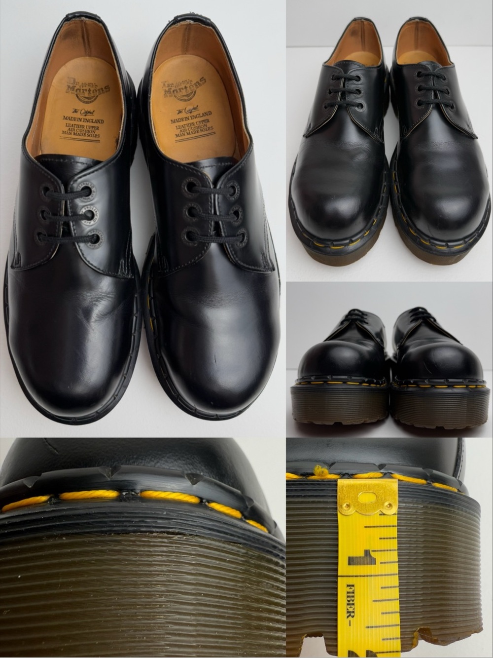 Vintage Dr. Martens Platforms 1925 Black Leather Envy Chunky MIE Oxfords UK 7 - Picture 12 of 16